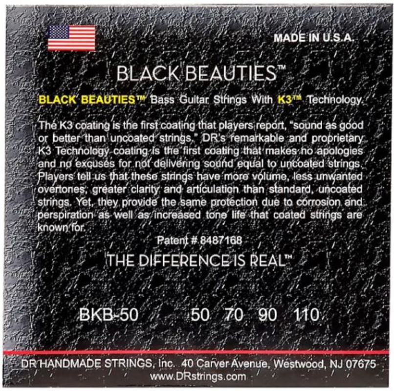 DR Strings Black Beauties BKB-50 Strings, 50-110